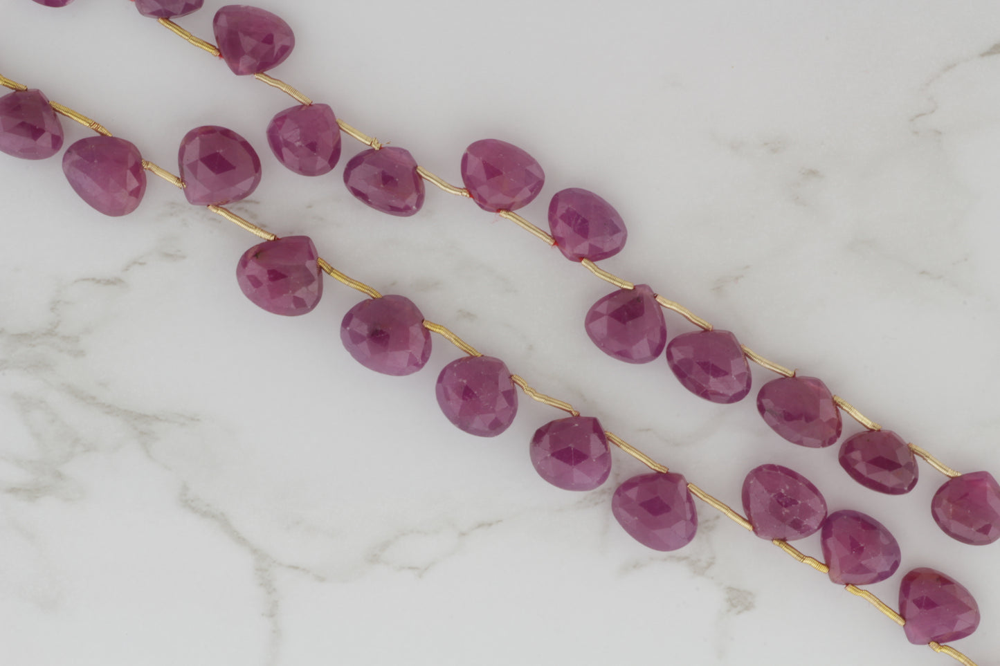 Red Ruby 8mm Faceted Heart Shaped Briolettes