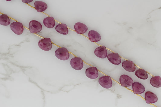Red Ruby 8mm Faceted Heart Shaped Briolettes