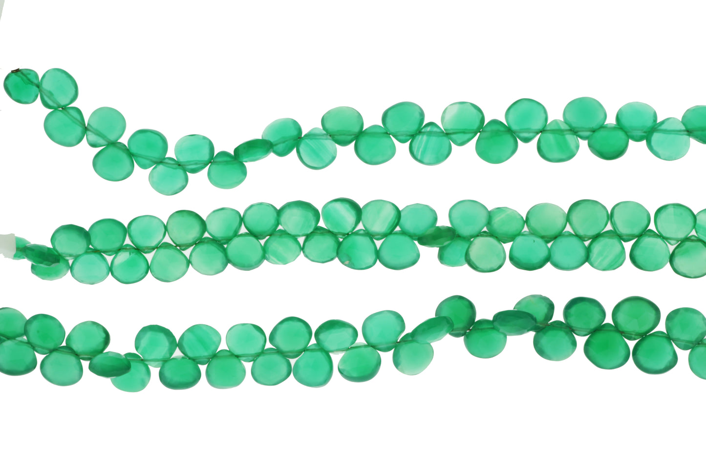 Green Onyx 8mm Faceted Heart Shaped Briolettes