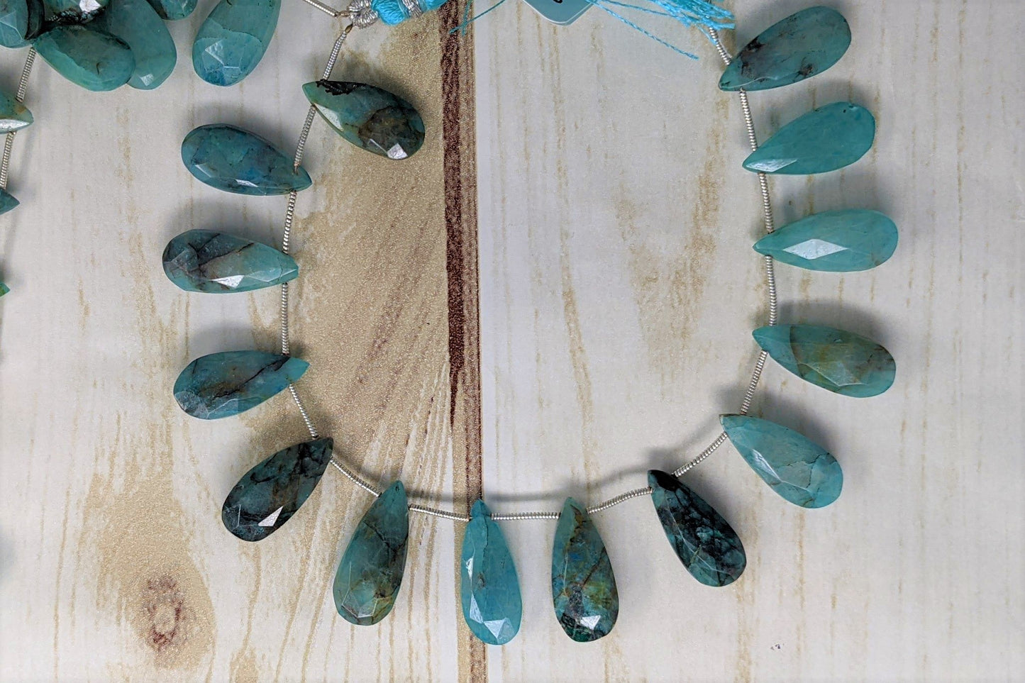 Blue Green Chrysocolla 18x10mm Faceted Pear Shaped Briolettes