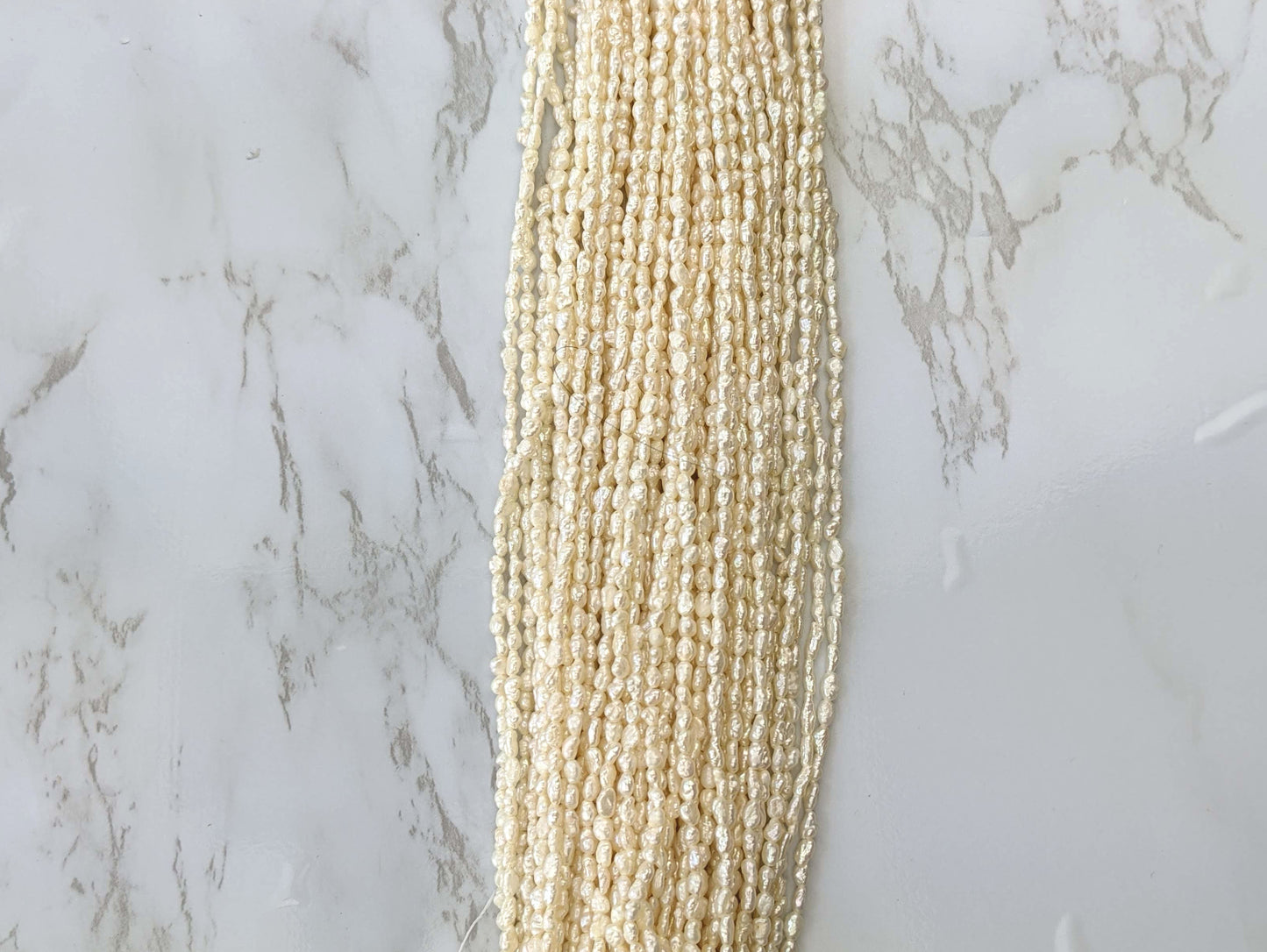 White Freshwater Pearl 4x2mm Biwa Sticks