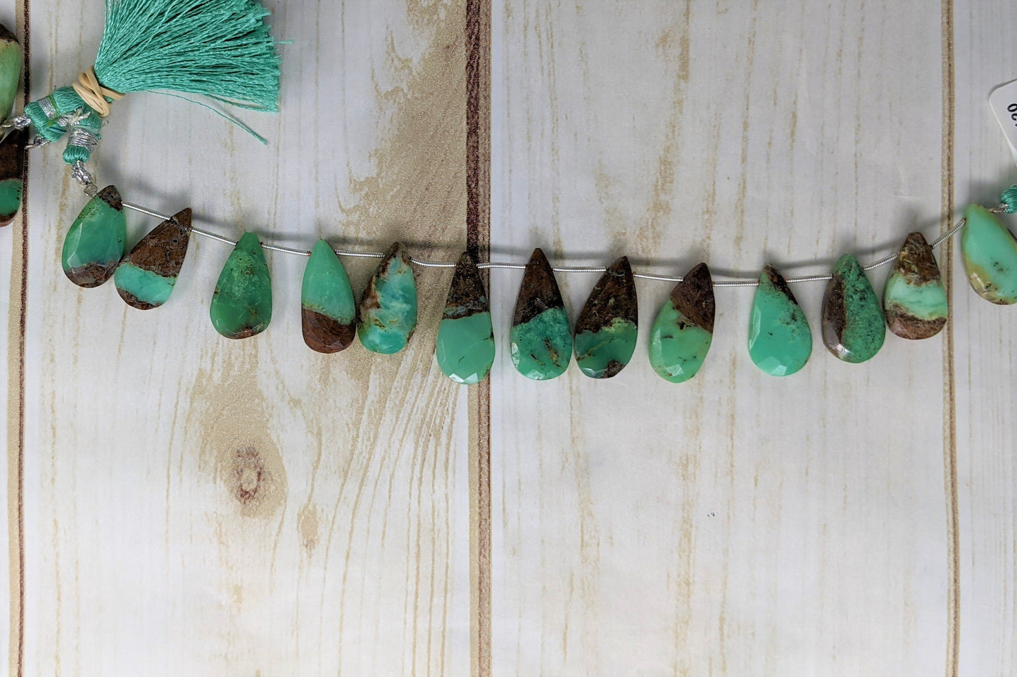Bi Color Chrysorpase 25x11mm Faceted Pear Shaped Briolettes