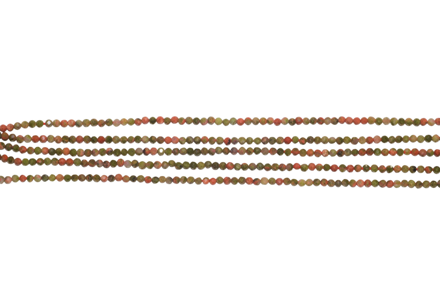Green and Red Unakite 2mm Faceted Rounds
