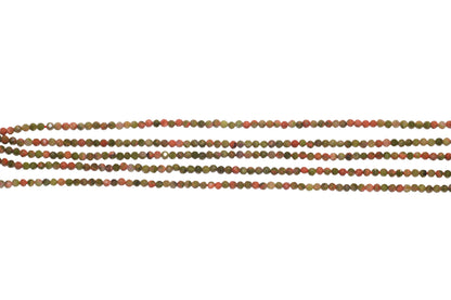 Green and Red Unakite 2mm Faceted Rounds