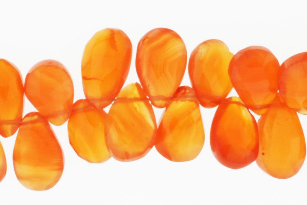 Orange Carnelian 8x6mm Faceted Pear Shaped Briolettes