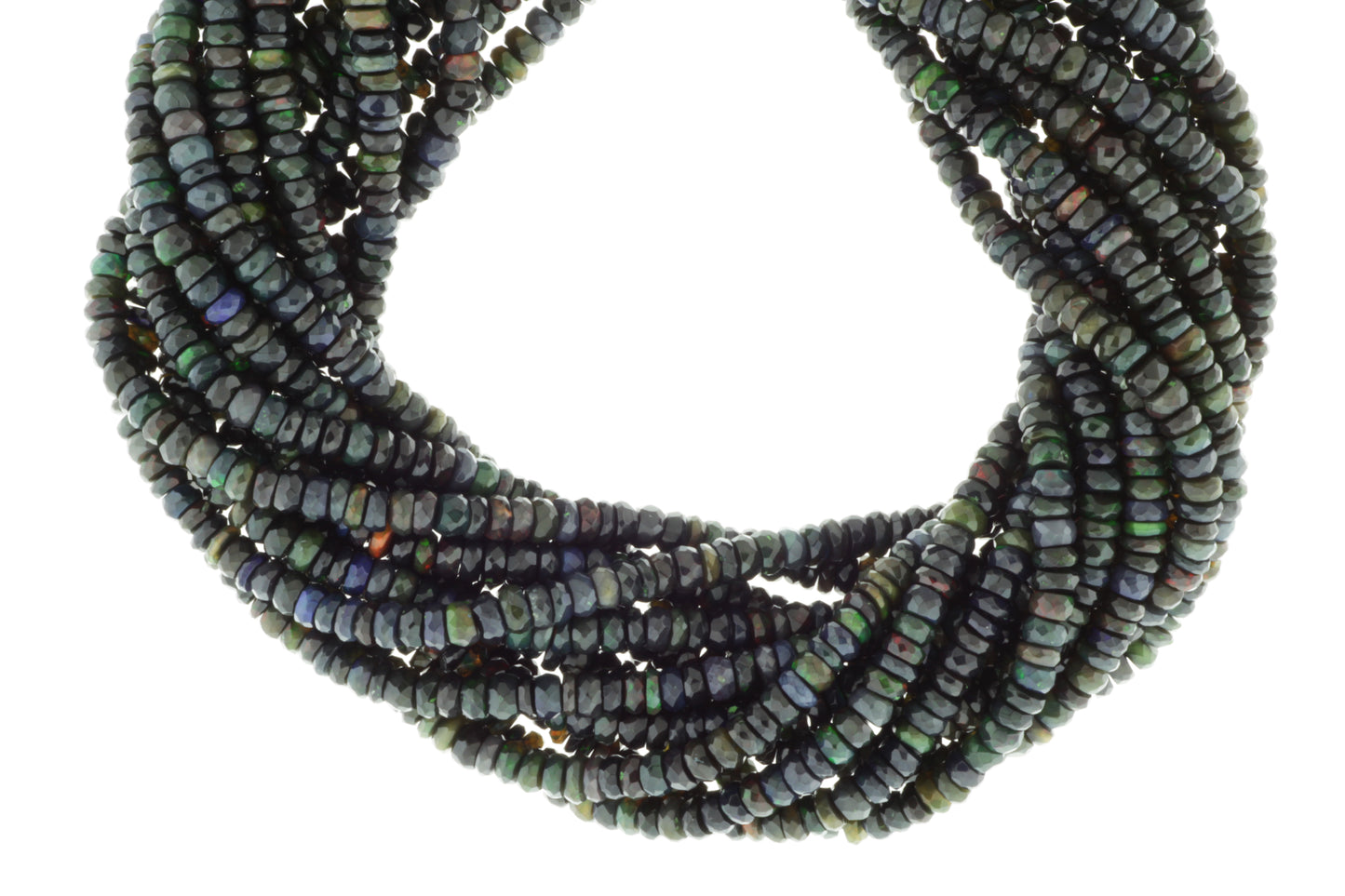 Black Ethiopian Opal 4mm Faceted Rondelles