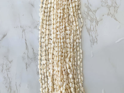 White Freshwater Pearl 7x3mm Biwa Sticks