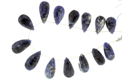 Blue Sodalite 20x11mm Faceted Pear Shaped Briolettes