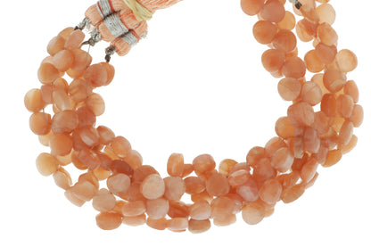 Peach Moonstone 8mm Faceted Heart Shaped Briolettes