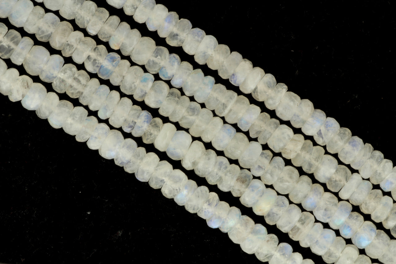 Blue Rainbow Moonstone 9mm Faceted Rondelles