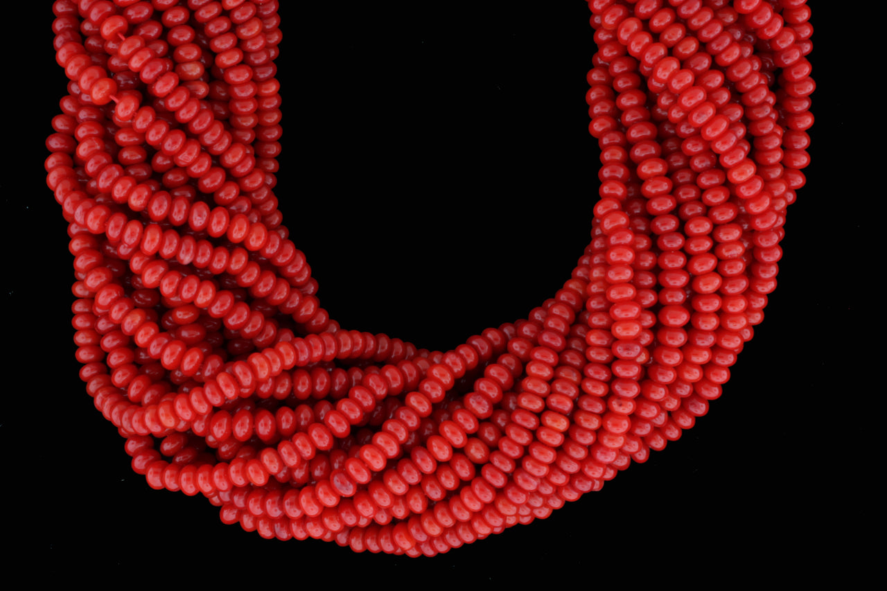 Red Coral 3mm Smooth Rondelles