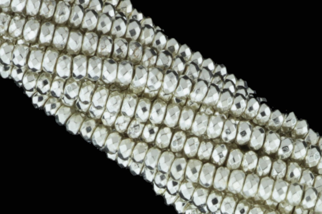 Silver Hematite 3mm Faceted Rondelles