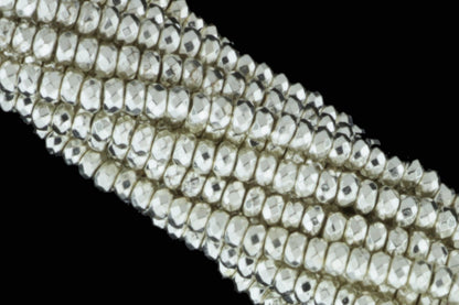 Silver Hematite 3mm Faceted Rondelles