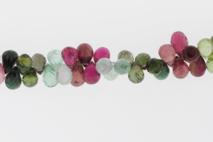Watermelon Tourmaline 7x5mm Faceted Teardrop Briolettes