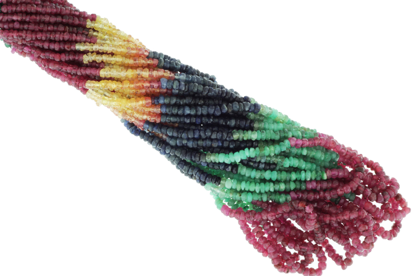 Rainbow Multi Ruby, Emerald, and Sapphire 2.5mm Faceted Rondelles