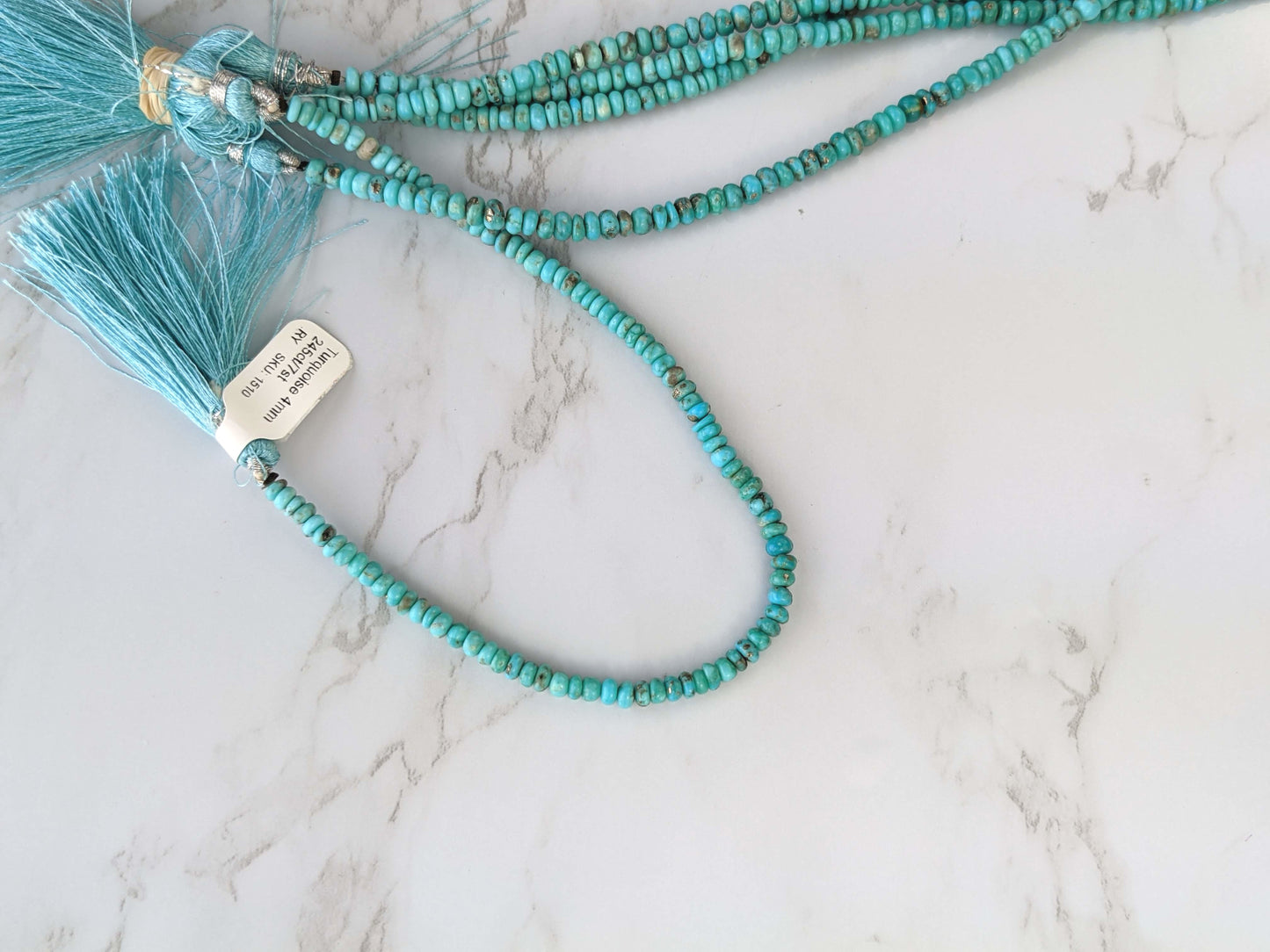 Natural Light Blue Turquoise 4mm Smooth Rondelles