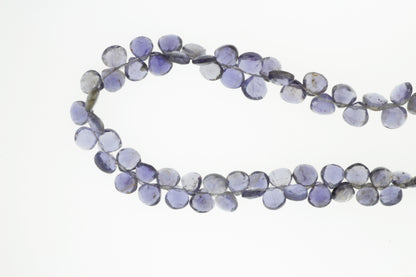 Blue Iolite 7mm Faceted Heart Shaped Briolettes