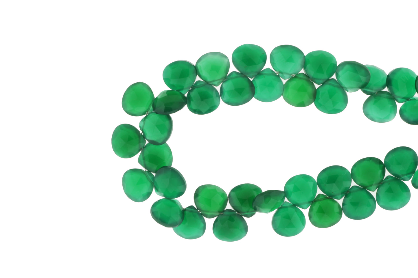 Green Onyx 9mm Faceted Heart Shaped Briolettes