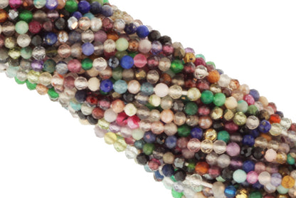 Rainbow Multi Semi Precious 2.5mm Faceted Rounds