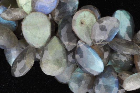 Blue Labradorite 18x12mm Faceted Pear Shaped Briolettes