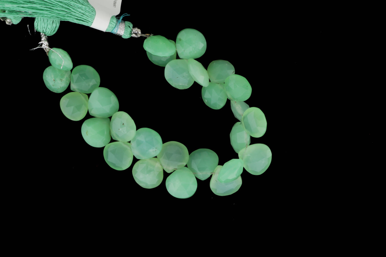 Apple Green Chrysoprase 10mm Faceted Heart Shaped Briolettes