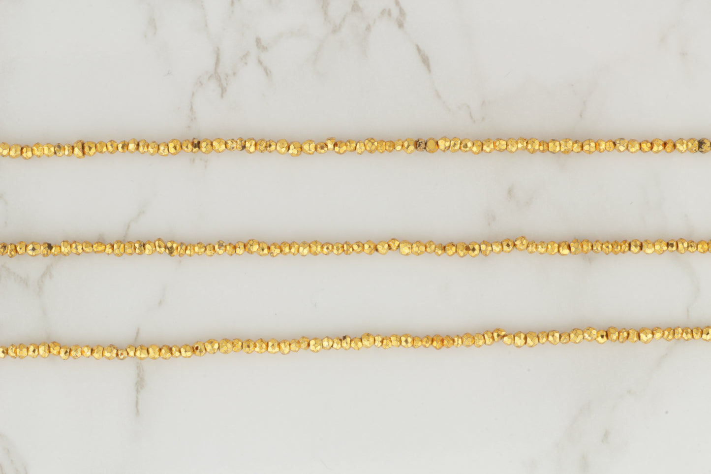 Gold Plated Pyrite 2.5mm Faceted Rondelles