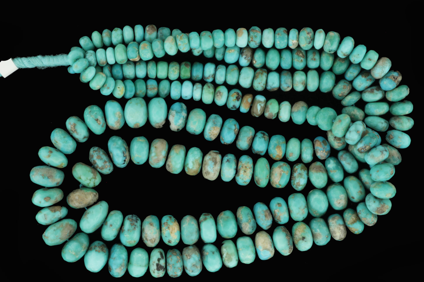 Natural Blue and Black Turquoise 6mm Faceted Rondelles