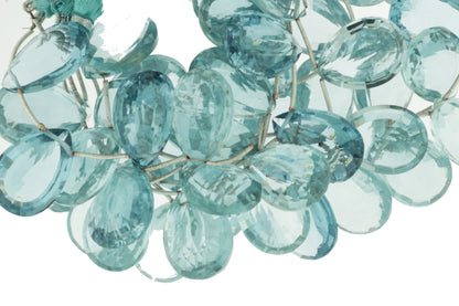 Aqua Blue Hydro Quartz 25x18mm Faceted Pear Shaped Briolettes