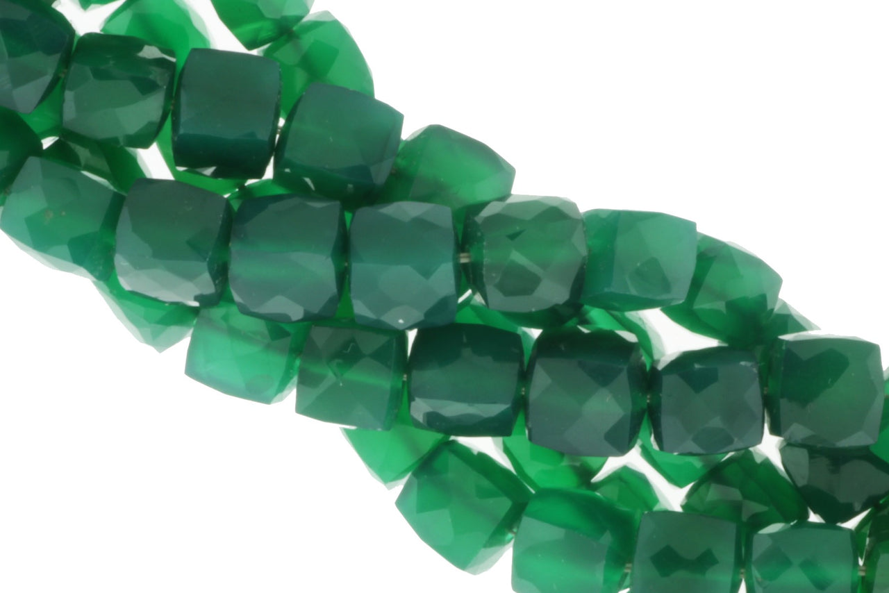 Green Onyx 6mm Faceted Cubes