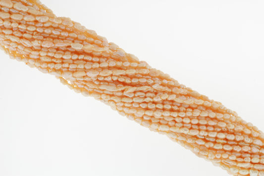 Golden Peach Freshwater Pearl 4x2mm Biwa Sticks
