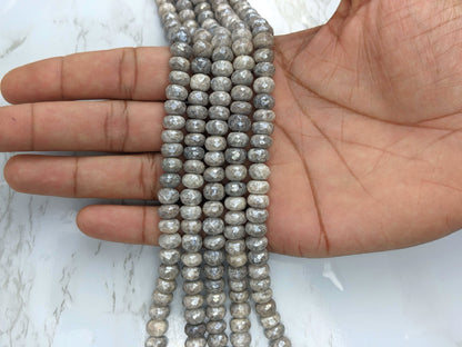 Coated Gray Agate 8mm Faceted Rondelles