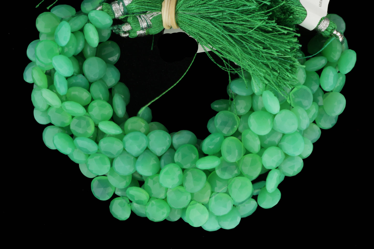 Apple Green Chrysoprase 8mm Faceted Heart Shaped Briolettes