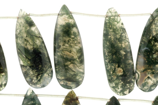 Green Moss Agate 20x10mm Faceted Pear Shaped Briolettes