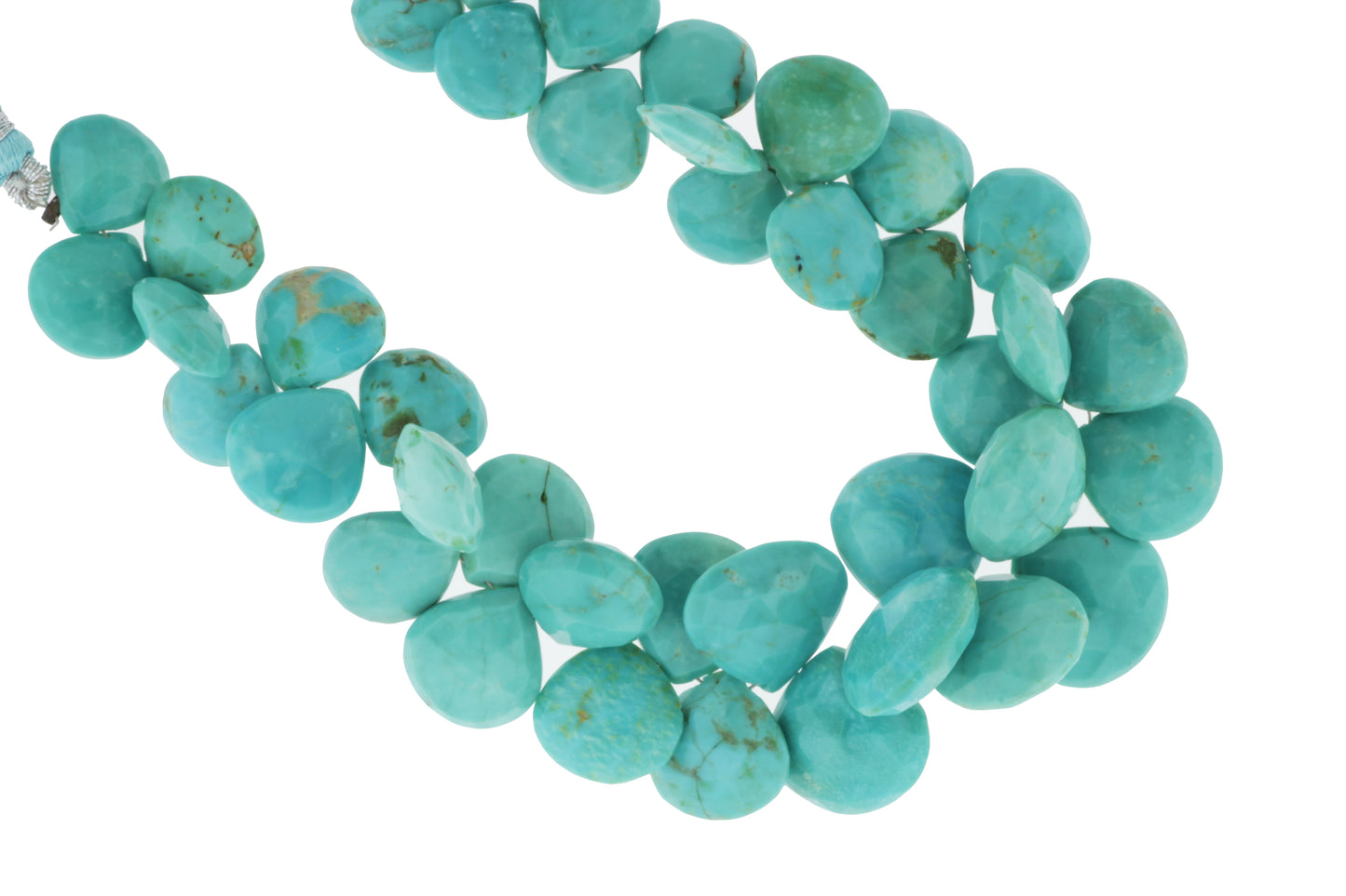 Natural Blue-Green Turquoise 11mm Faceted Heart Shaped Briolettes