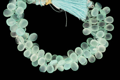 Aqua Chalcedony 9x7mm Faceted Pear Shaped Briolettes