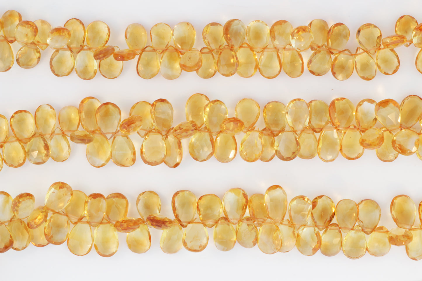 Yellow Citrine 10x6mm Faceted Pear Shaped Briolettes