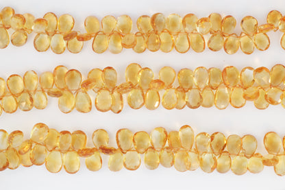 Yellow Citrine 10x6mm Faceted Pear Shaped Briolettes