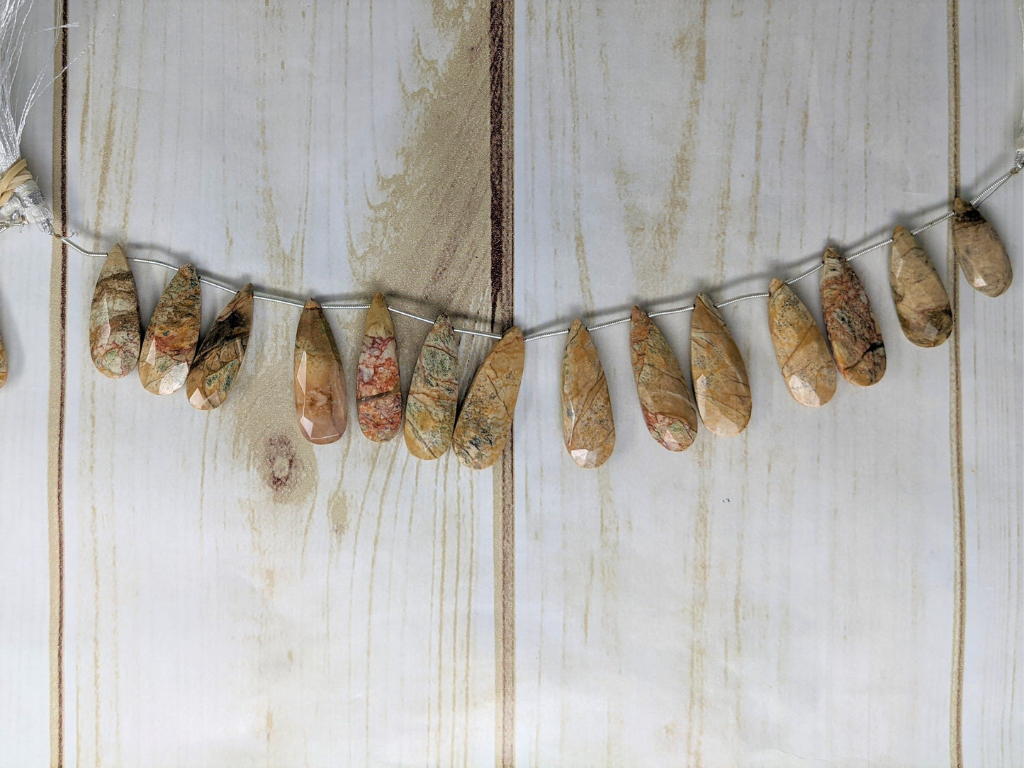 Brown Jasper 22x12mm Faceted Pear Shaped Briolettes