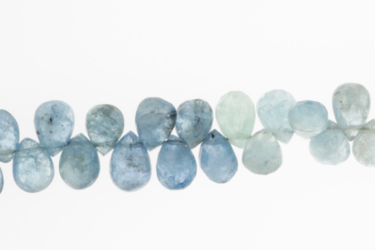 Blue Moss Aquamarine 6x4mm Faceted Pear Shaped Briolettes