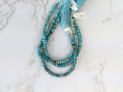 Natural Blue and Black Turquoise 5mm Smooth Rondelles