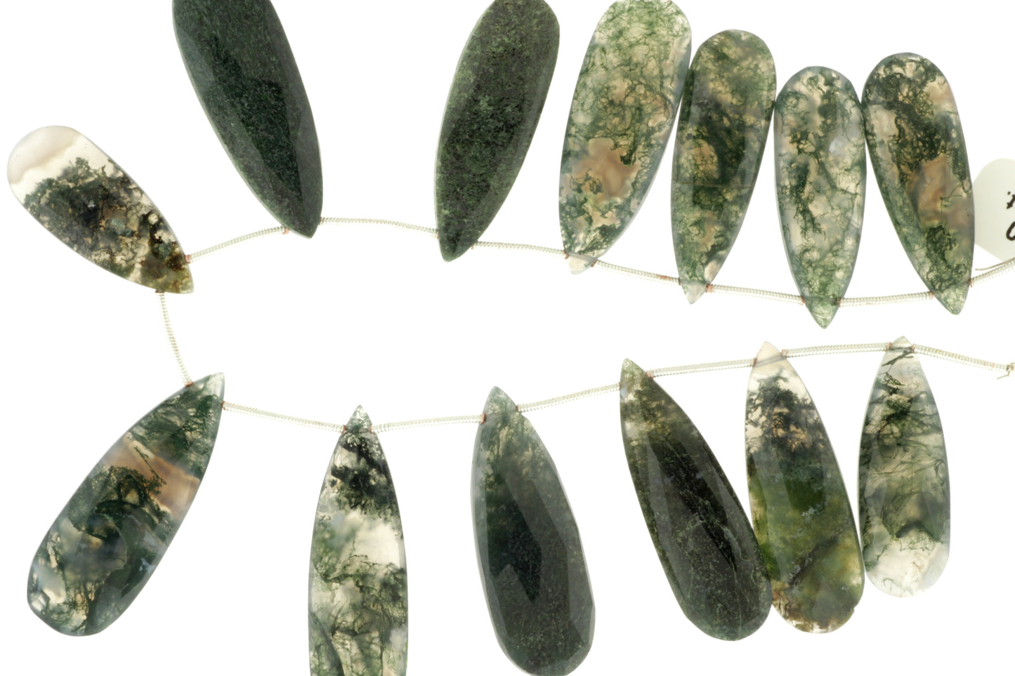 Green Moss Agate 20x10mm Faceted Pear Shaped Briolettes