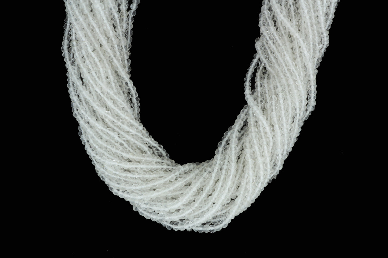 Clear Rock Crystal Quartz 3mm Faceted Rondelles