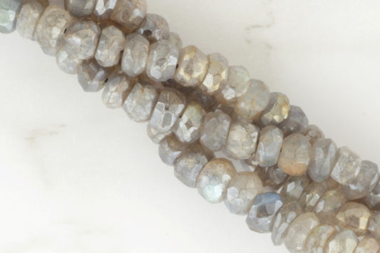 Coated Labradorite 5mm Faceted Rondelles