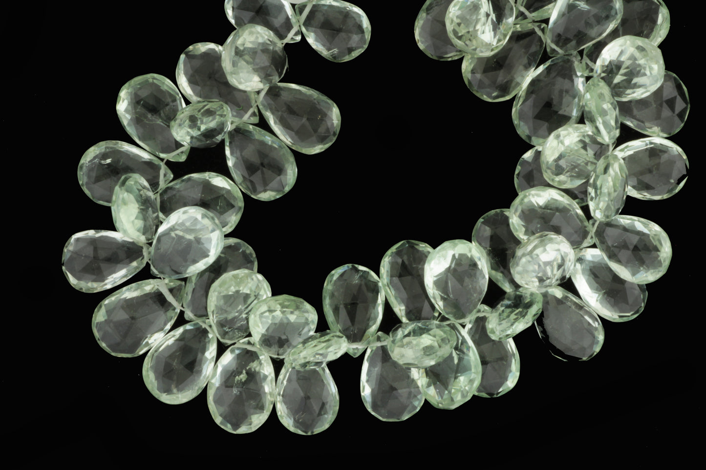 Green Amethyst 16x10mm Faceted Pear Shaped Briolettes