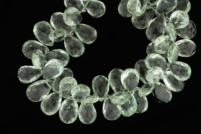 Green Amethyst 16x10mm Faceted Pear Shaped Briolettes