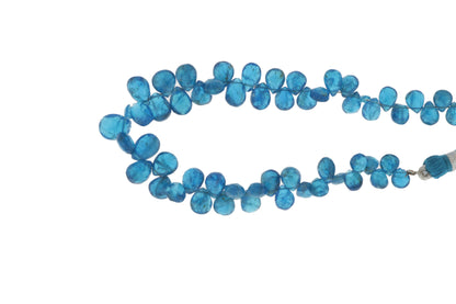 Neon Blue Apatite 7x5mm Faceted Pear Shaped Briolettes