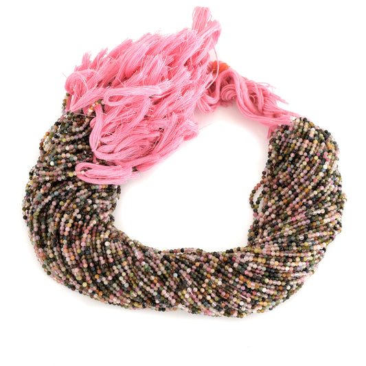 Confetti Watermelon Tourmaline 2mm Faceted Rounds