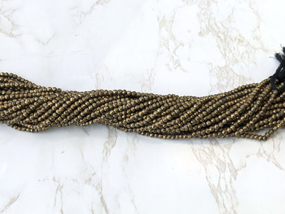 Natural Pyrite 4mm Faceted Rondelles