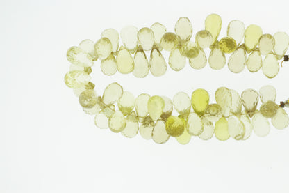 Yellow Lemon Quartz 12x7mm Faceted Teardrop Briolettes