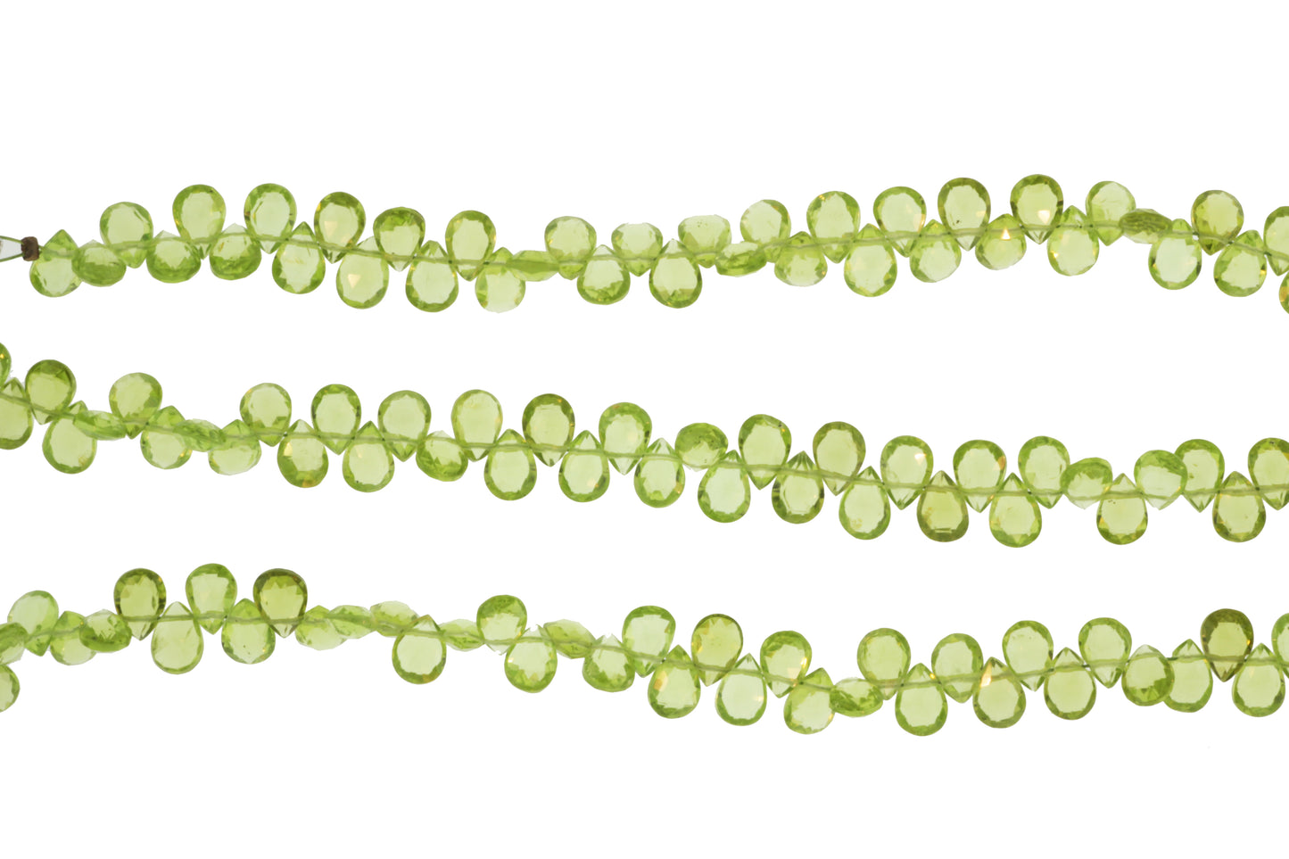 Green Peridot 7x5mm Faceted Pear Shaped Briolettes